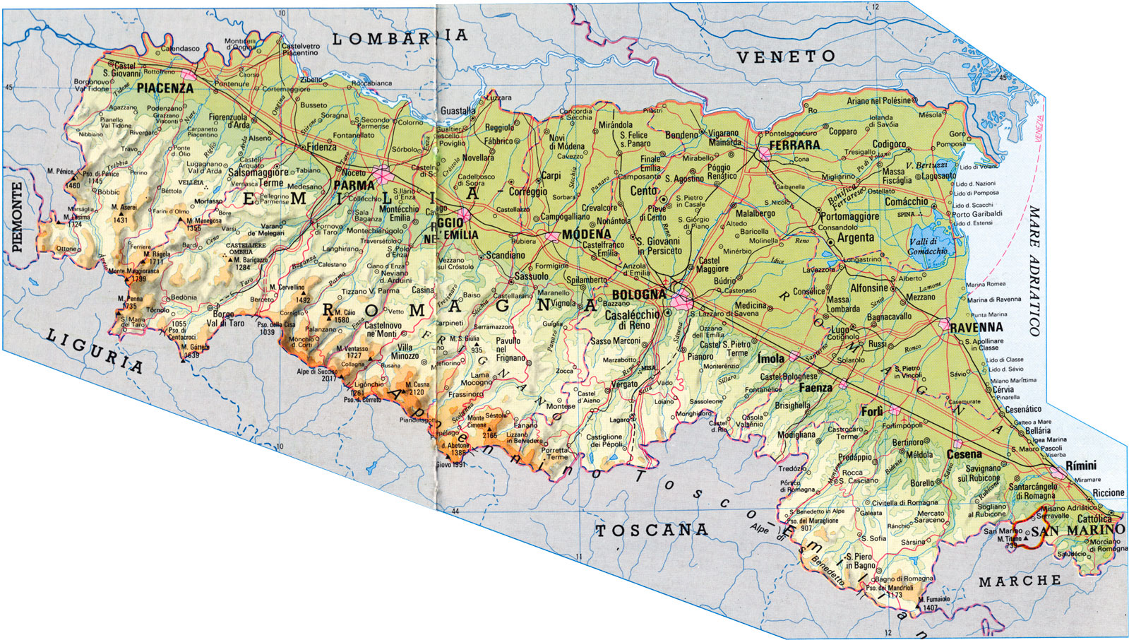 Map of Emilia Romagna