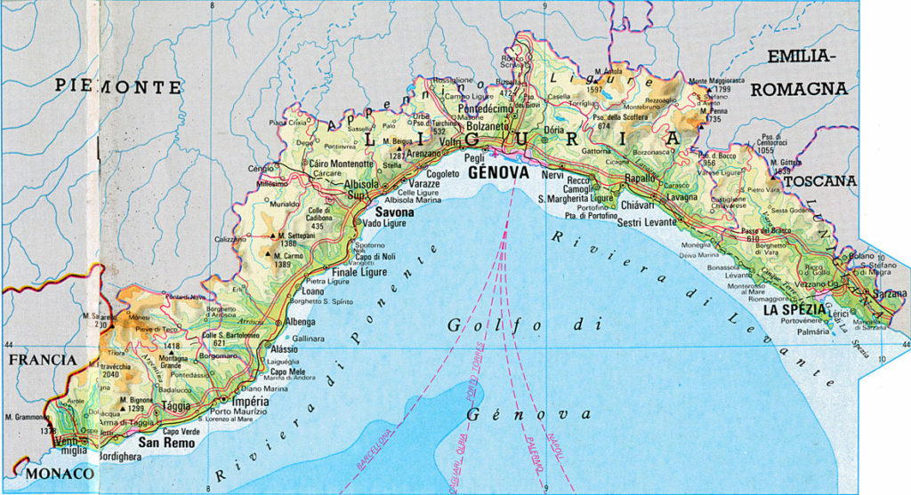 Map of Liguria