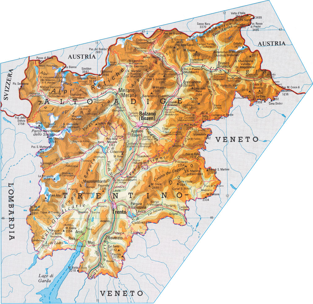 Map of Trentino Alto Adige