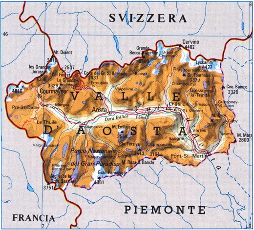 Map of Valle D'Aosta